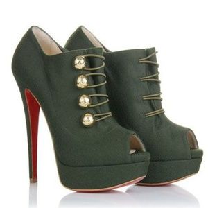 Christian Louboutin Olive Open Toe Heels (size 38)